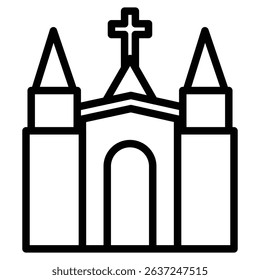 church icon Simple thin line stroke