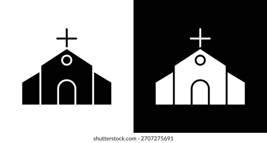 Kirchen-Ikone in massiver Silhouette. Vektorgrafik.