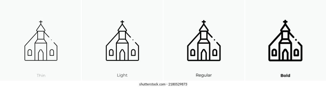icono de la iglesia. Diseño delgado, ligero y audaz aislado en un fondo blanco