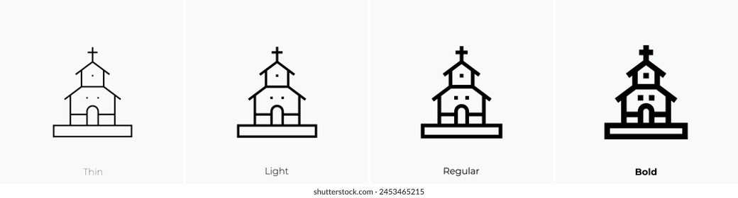 church icon. Thin, Light Regular And Bold style design isolated on white background