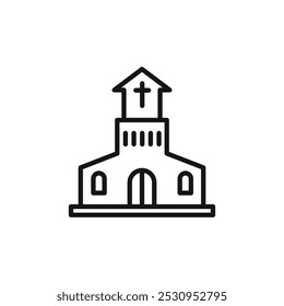 Church icon Thin line flat illustration