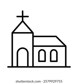 Church icon in thin line style