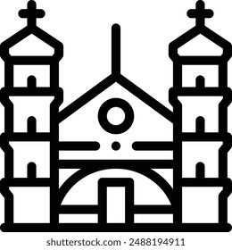 church icon. Thin Linear Style Design Isolated On White Background