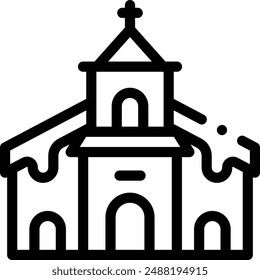 Kirchen-Ikone. Dünnes lineares Design isoliert auf weißem Hintergrund