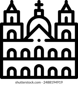 Kirchen-Ikone. Dünnes lineares Design isoliert auf weißem Hintergrund