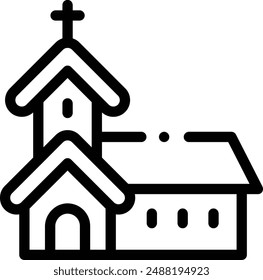 icono de la iglesia. Diseño De Estilo Lineal Delgado Aislado Sobre Fondo Blanco