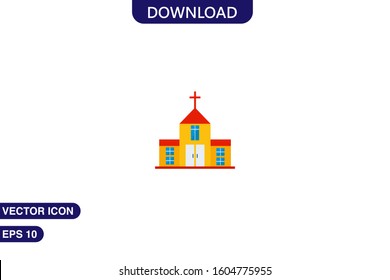 Church icon in trendy flat style isolated on white background vector illustration