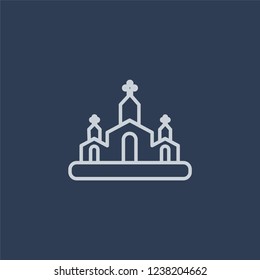 Church icon. Trendy flat vector line Church icon on dark blue background from Religion collection. 