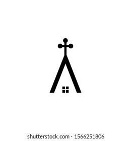church icon vector in black and white