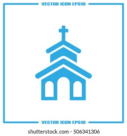 Church icon vector EPS 10, abstract sign flat design,  illustration modern isolated badge for website or app - stock info graphics