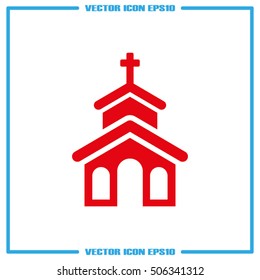 Church icon vector EPS 10, abstract sign flat design,  illustration modern isolated badge for website or app - stock info graphics
