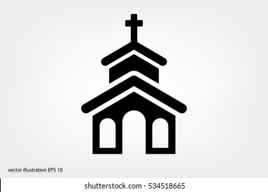 Church icon vector EPS 10, abstract sign flat design,  illustration modern isolated badge for website or app - stock info graphic.