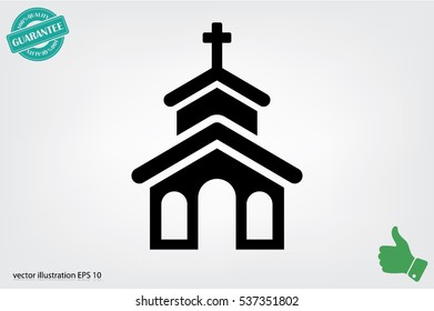 Church icon vector EPS 10, abstract sign flat design,  illustration modern isolated badge for website or app - stock info graphic