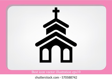 Church icon vector EPS 10, abstract sign flat design,  illustration modern isolated badge for website or app - stock info graphic