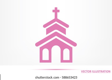 Church icon vector EPS 10, abstract sign flat design,  illustration modern isolated badge for website or app - stock info graphic