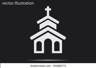 Church icon vector EPS 10, abstract sign flat design,  illustration modern isolated badge for website or app - stock info graphic