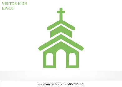 Church icon vector EPS 10, abstract sign flat design,  illustration modern isolated badge for website or app - stock info graphic.