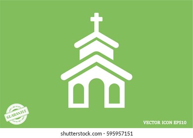 Church icon vector EPS 10, abstract sign flat design,  illustration modern isolated badge for website or app - stock info graphic