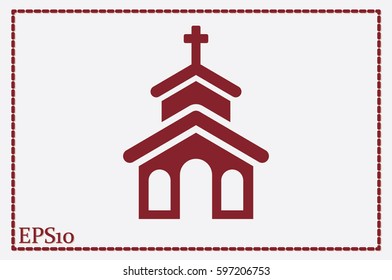 Church icon vector EPS 10, abstract sign flat design,  illustration modern isolated badge for website or app - stock info graphic.