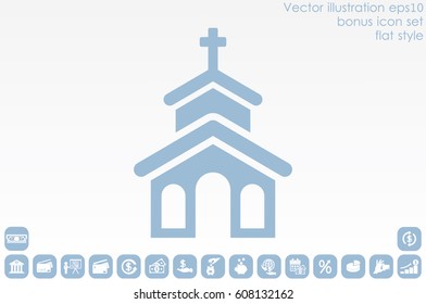 Church icon vector EPS 10, abstract sign flat design,  illustration modern isolated badge for website or app - stock info graphic