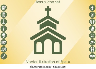 Church icon vector EPS 10, abstract sign flat design,  illustration modern isolated badge for website or app - stock info graphic