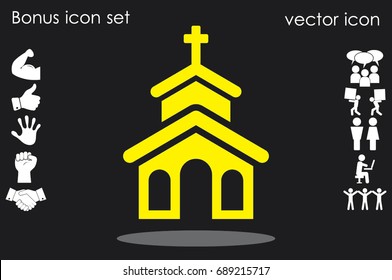 Church icon vector EPS 10, abstract sign flat design,  illustration modern isolated badge for website or app - stock info graphic