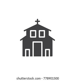 Church icon vector, filled flat sign, solid pictogram isolated on white. Christianity religion symbol, logo illustration.