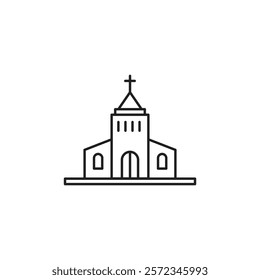 Church icon Vector flat thin line illustration