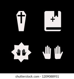 church icon. church vector icons set prayer hands, bible and coffin