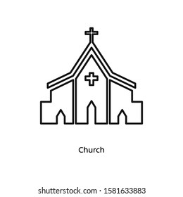 Church icon vector illustration black linear on white background