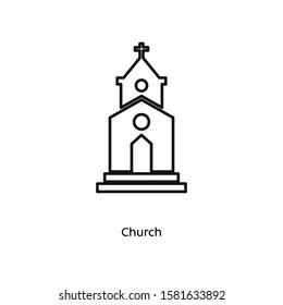 Church icon vector illustration black linear on white background