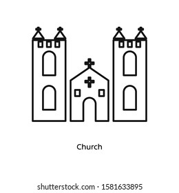 Church icon vector illustration black linear on white background