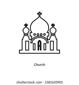 Church icon vector illustration black linear on white background