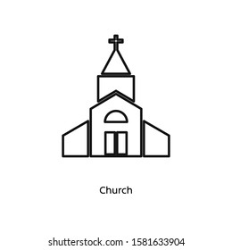 Church icon vector illustration black linear on white background