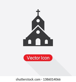 Church Icon Vector Illustration In Flat Style Eps10