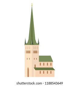 Church icon. Vector illustration for religion architecture design. Realistic church building. Catholic holy traditional symbol.