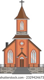 Icono de la iglesia. Ilustración vectorial para el diseño de la arquitectura religiosa en un fondo aislado. Ilustración de caricatura plana. 