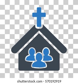 Church icon. Vector illustration style is flat iconic bicolor symbol, smooth blue colors, transparent background. Designed for web and software interfaces.