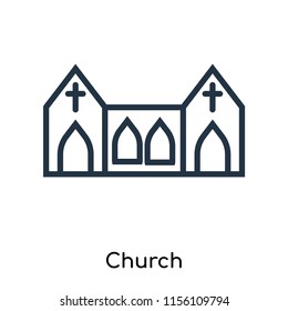 Church icon vector isolated on white background, Church transparent sign , thin symbols or lined elements in outline style