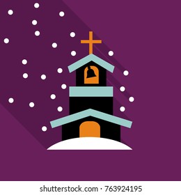 Church Icon Vector Isolated on snow backgraund