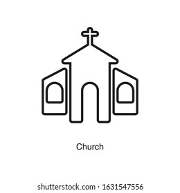 Church icon vector on white background. Black icon illustration