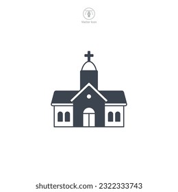 Church icon vector presents a stylized place of worship, symbolizing religion, spirituality, faith, prayer, and community gathering