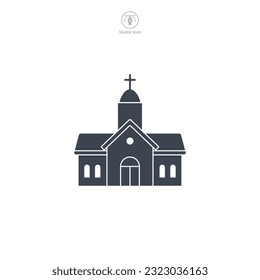 Church icon vector presents a stylized place of worship, symbolizing religion, spirituality, faith, prayer, and community gathering