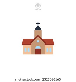 El vector eclesiástico presenta un estilizado lugar de culto, simbolizando religión, espiritualidad, fe, oración y reunión comunitaria