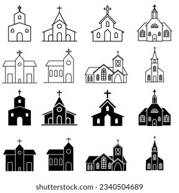 Church icon vector set. Religion illustration sign collection. Temple symbol. Christianity logo.