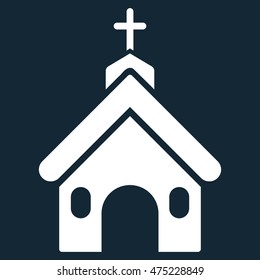 Church icon. Vector style is flat iconic symbol, white color, dark blue background.
