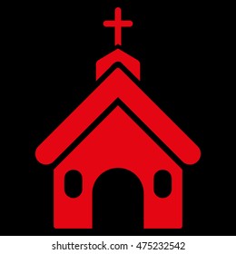 Church icon. Vector style is flat iconic symbol, red color, black background.