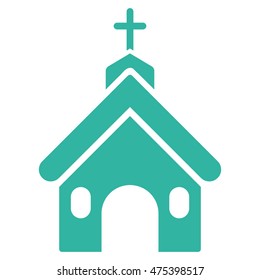 Church icon. Vector style is flat iconic symbol, cyan color, white background.