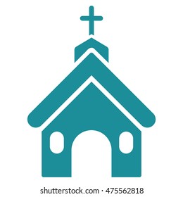 Church icon. Vector style is flat iconic symbol, soft blue color, white background.
