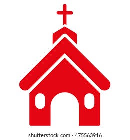 Church icon. Vector style is flat iconic symbol, red color, white background.